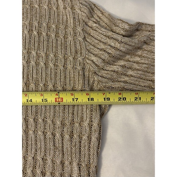 James Perse Beige Cable Knit Pullover Sweater Women 3 Large Crew Neck Classic - Picture 9 of 9